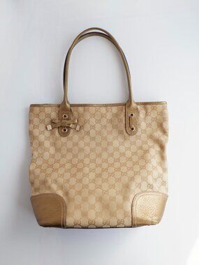 Authentic Preowned Gucci Gold GG Canvas Tote Bag